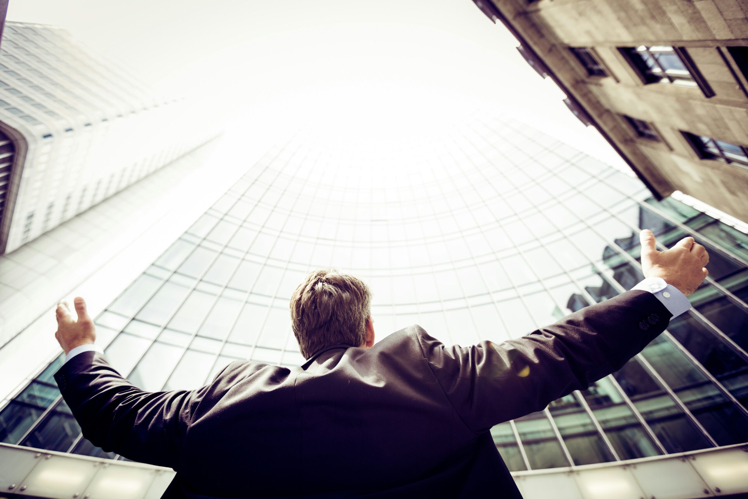 man celebrating career growth